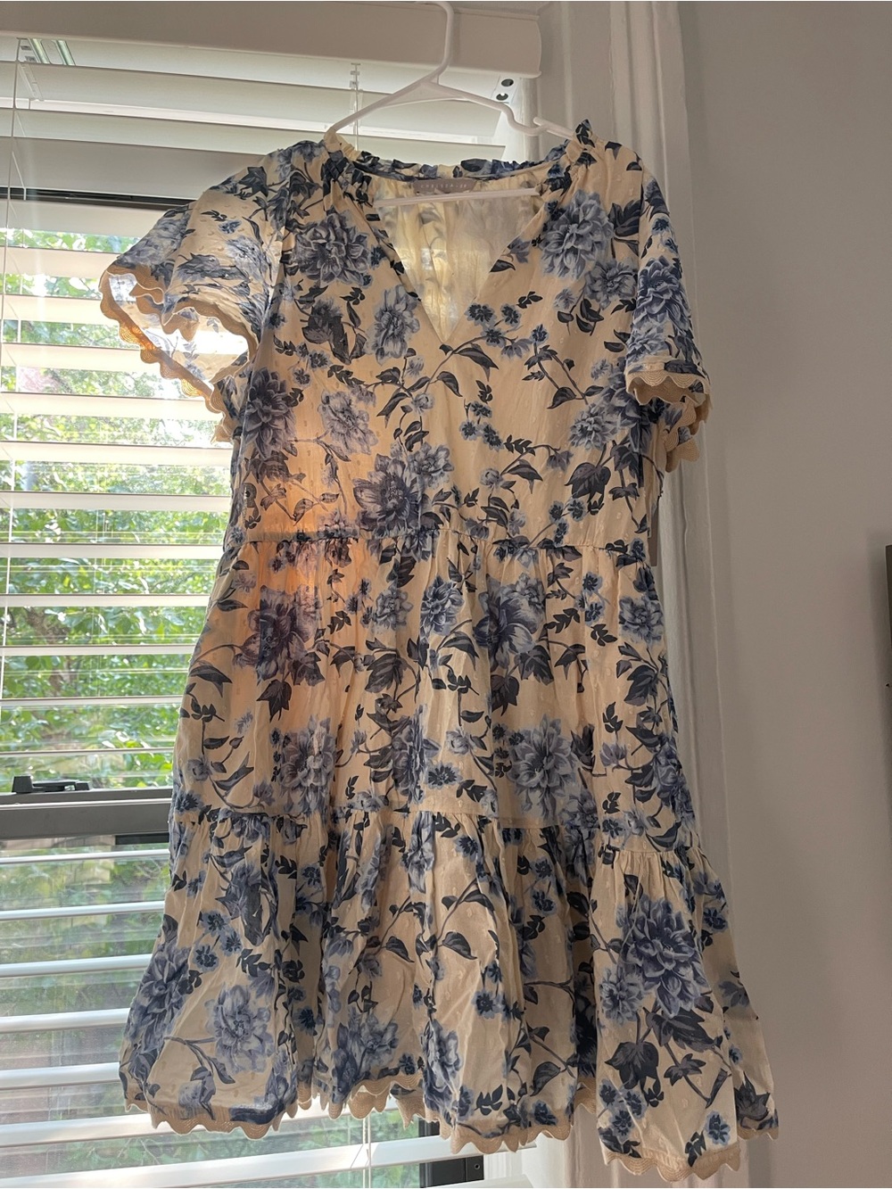 Chelsea28 Cream Dress with Blue Floral Print